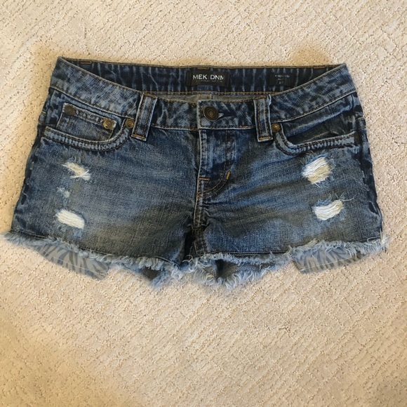 MEK DNM Denim Kroussi Frayed Jean Shorts - Picture 1 of 11